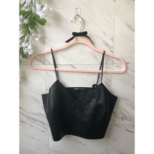 Zara Faux Leather Crop Top in Black NWOT